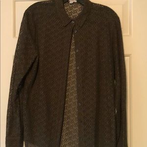 Lazar cut lace button up blouse